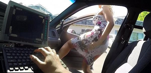  Caught on CCTV! Wife sucks off cop to get her husband off
